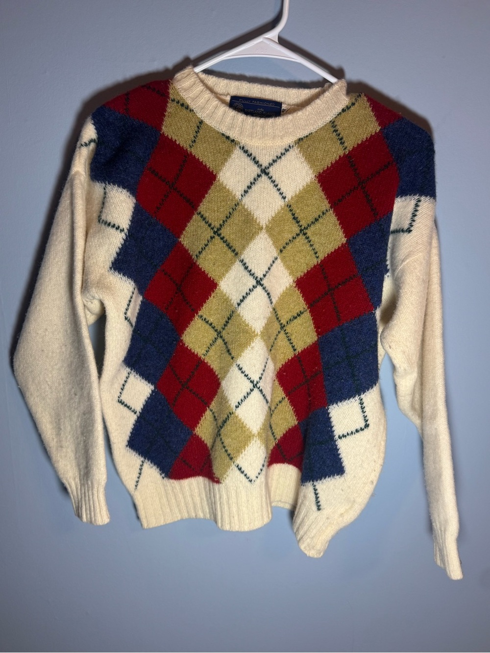 Vintage Shetland Scotland Argyle Wool Sweater Size 42